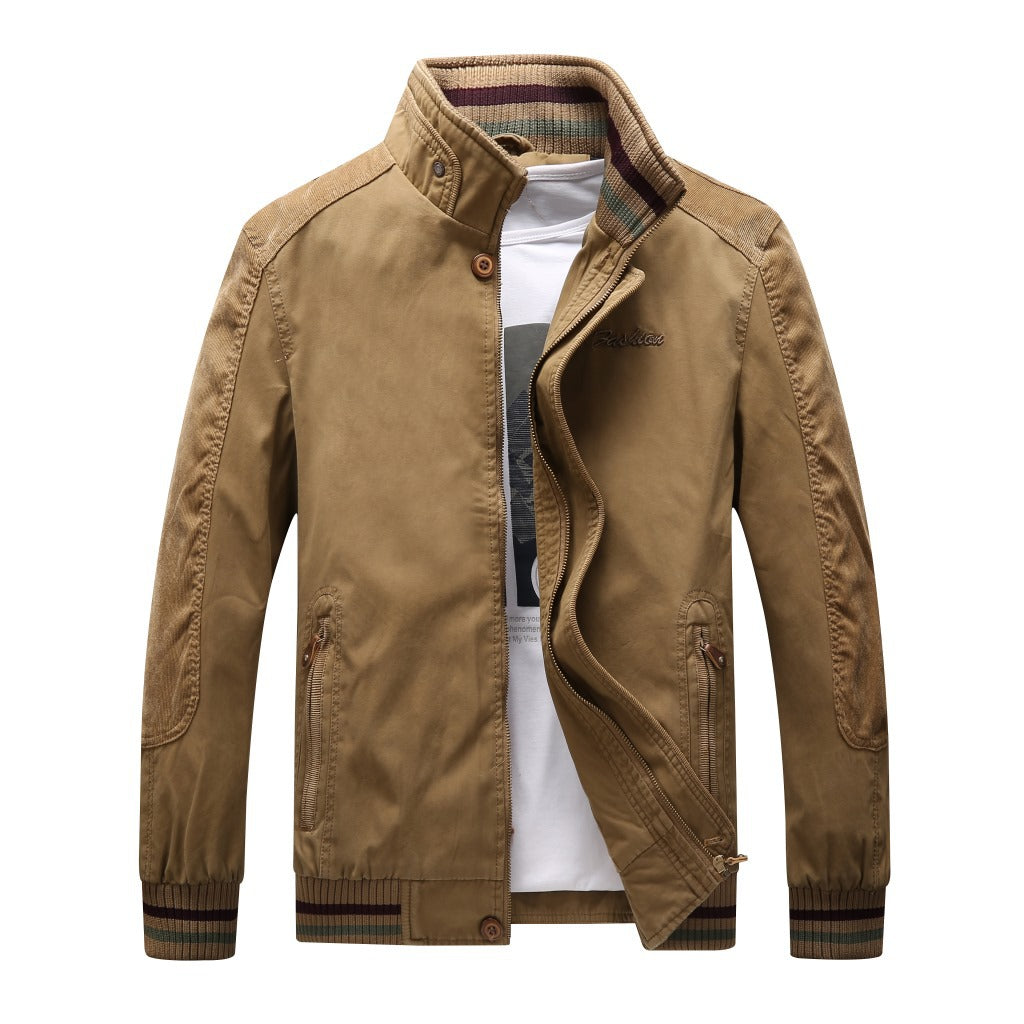 Men's Harrington-Style Transition Jacket with Stand Collar and Ribbed Cuffs Chichicherry