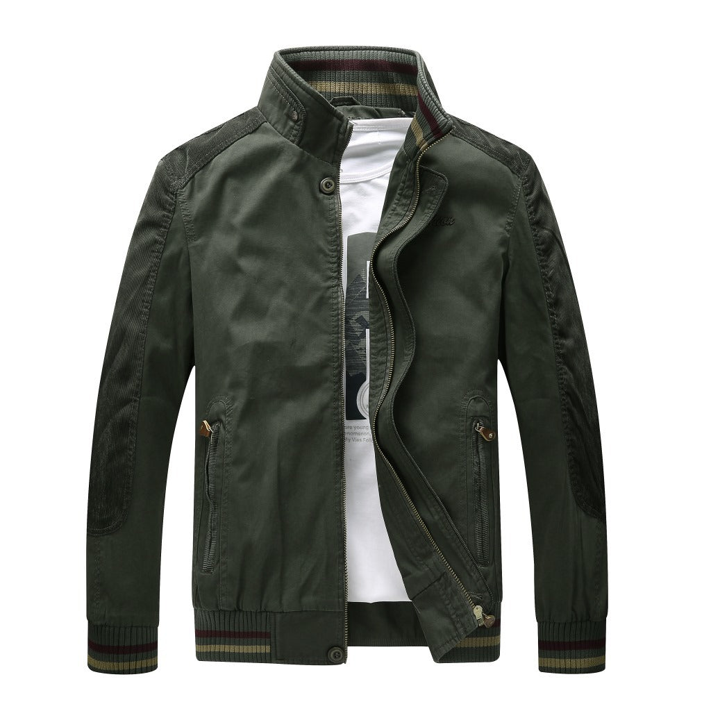 Men's Harrington-Style Transition Jacket with Stand Collar and Ribbed Cuffs Chichicherry