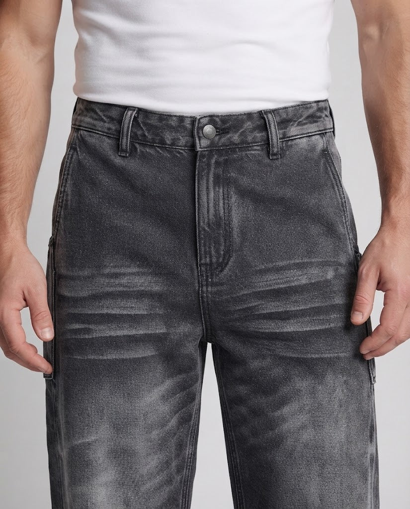Men's Baggy Denim with balloon-shaped leg, distinctive crease folds and panel details Chichicherry