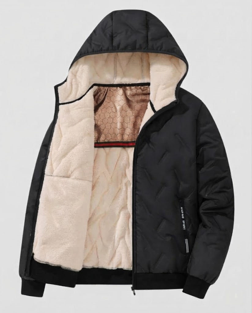 Men's Hooded Padded Thermo Bomber Jacket with Teddy Lining and Windproof Outer Layer Chichicherry