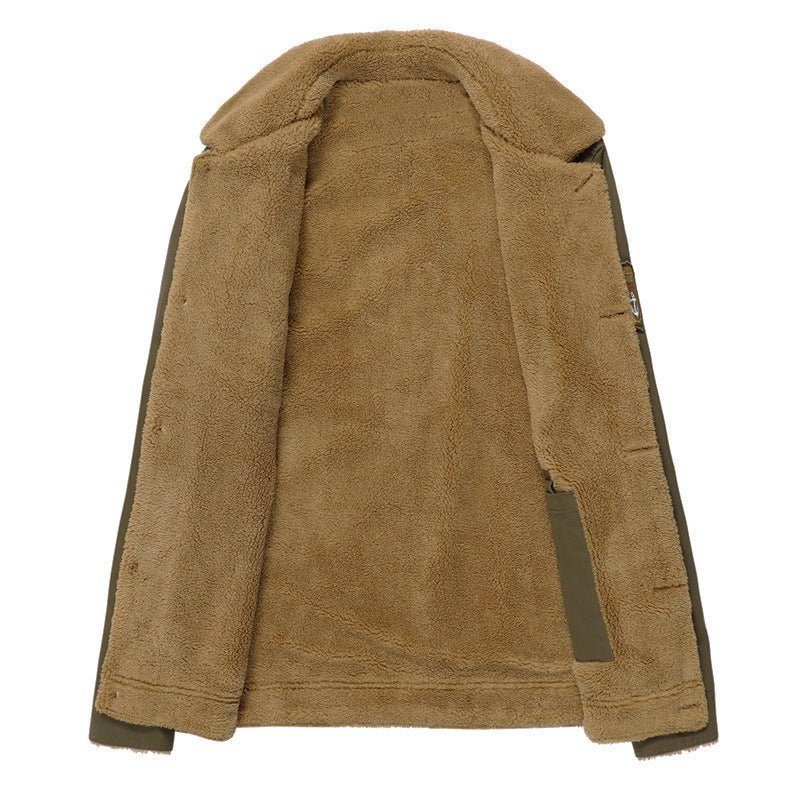 Men's canvas trucker jacket with teddy lining, high collar and utility pockets Chichicherry