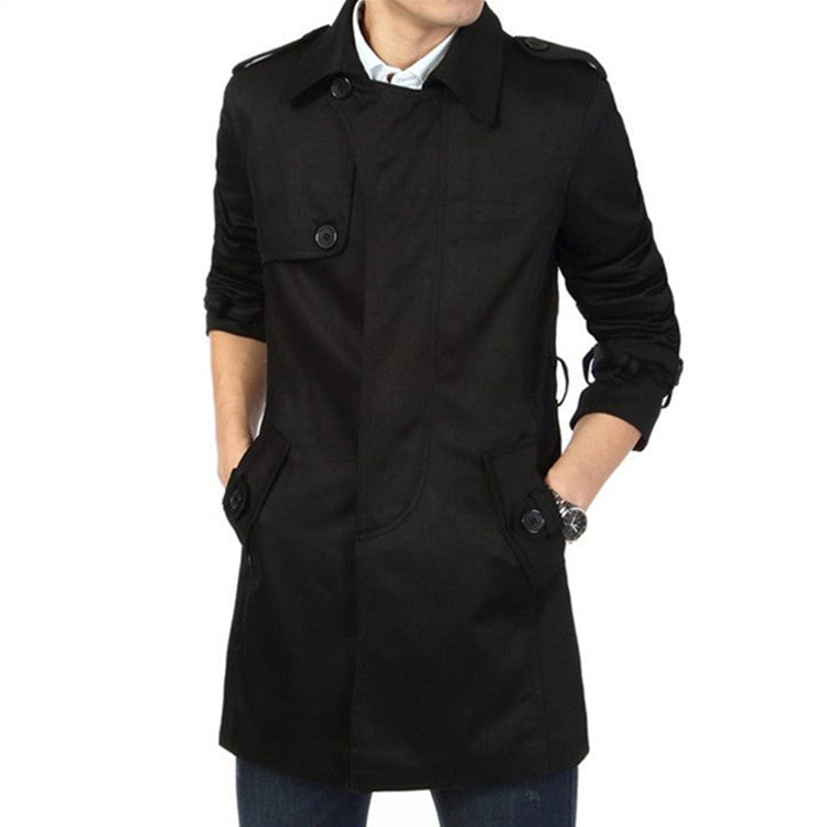 Men's trench coat in classic cut with shoulder flaps, waist strap, and adjustable cuffs Chichicherry