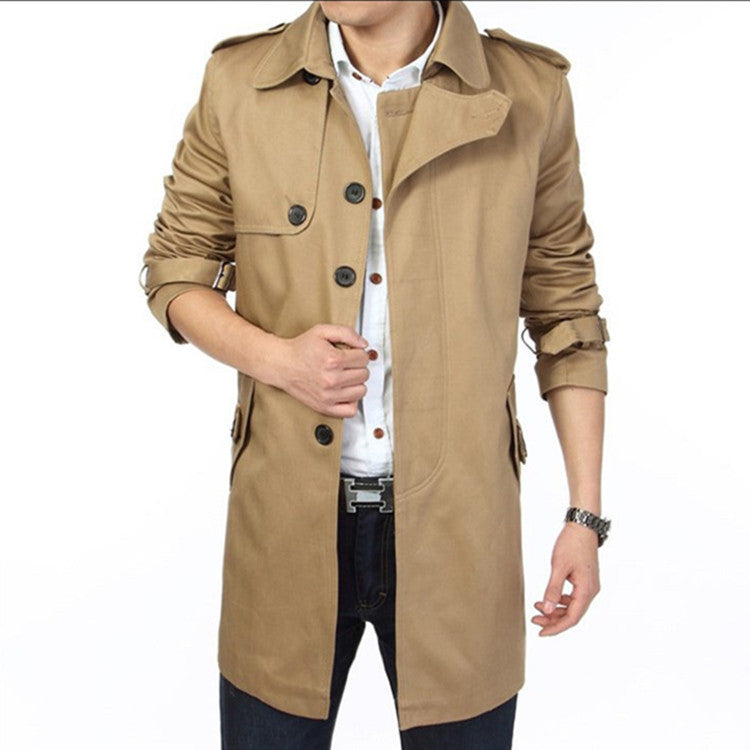 Men's trench coat in classic cut with shoulder flaps, waist strap, and adjustable cuffs Chichicherry