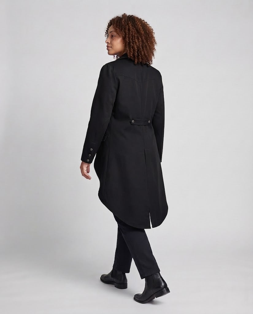 Women Long Coat with Asymmetric Cut and Elaborate Button Details Chichicherry