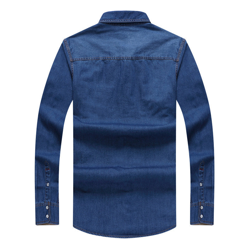 Men's robustly cut denim shirt with flap pockets and vintage wash Chichicherry