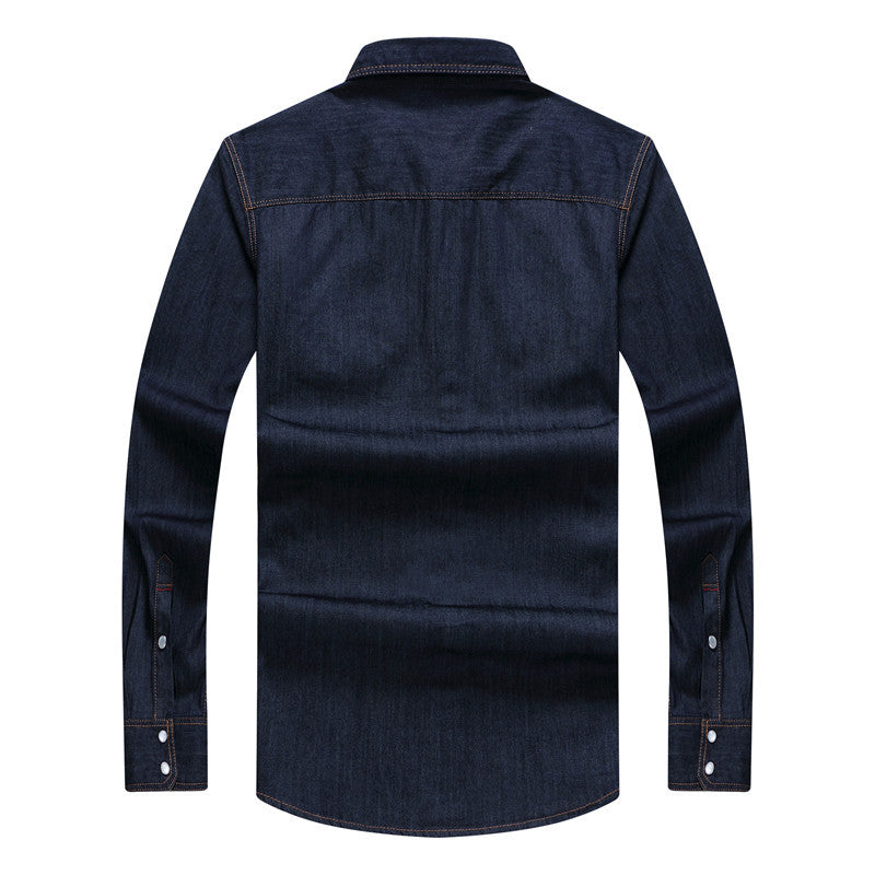 Men's robustly cut denim shirt with flap pockets and vintage wash Chichicherry