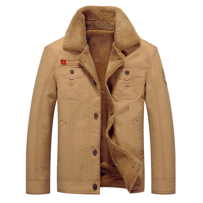 Men's canvas trucker jacket with teddy lining, high collar and utility pockets Chichicherry