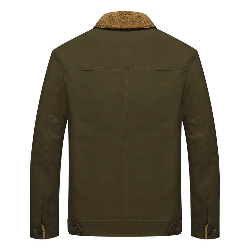Men's canvas trucker jacket with teddy lining, high collar and utility pockets Chichicherry