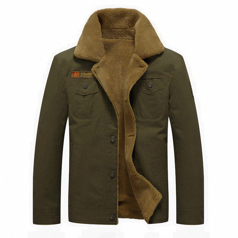 Men's canvas trucker jacket with teddy lining, high collar and utility pockets Chichicherry