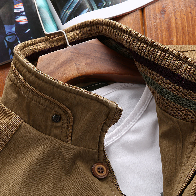 Men's Harrington-Style Transition Jacket with Stand Collar and Ribbed Cuffs Chichicherry