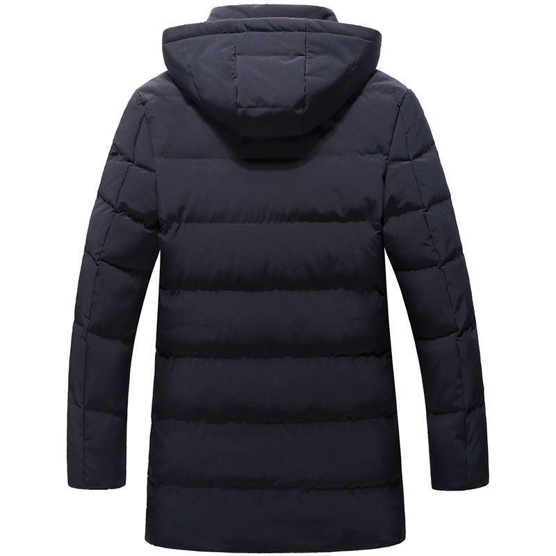 Men Mid-Length Quilted Parka with Hood and Windproof Thermal Insulation Chichicherry