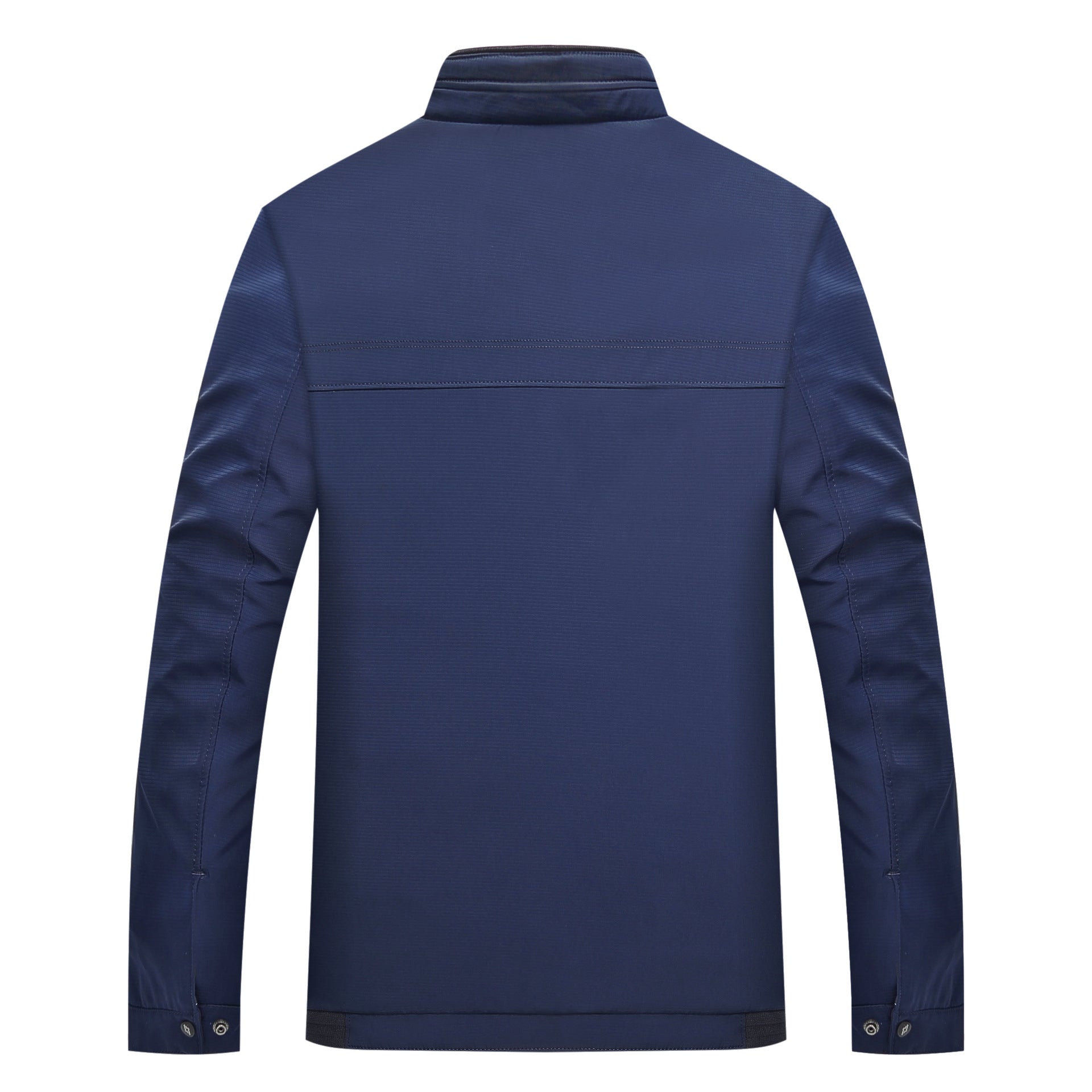 Men's Slim Stand Collar Transition Jacket with Zipper, Water-Repellent Outer Surface and Geometric Lining Chichicherry