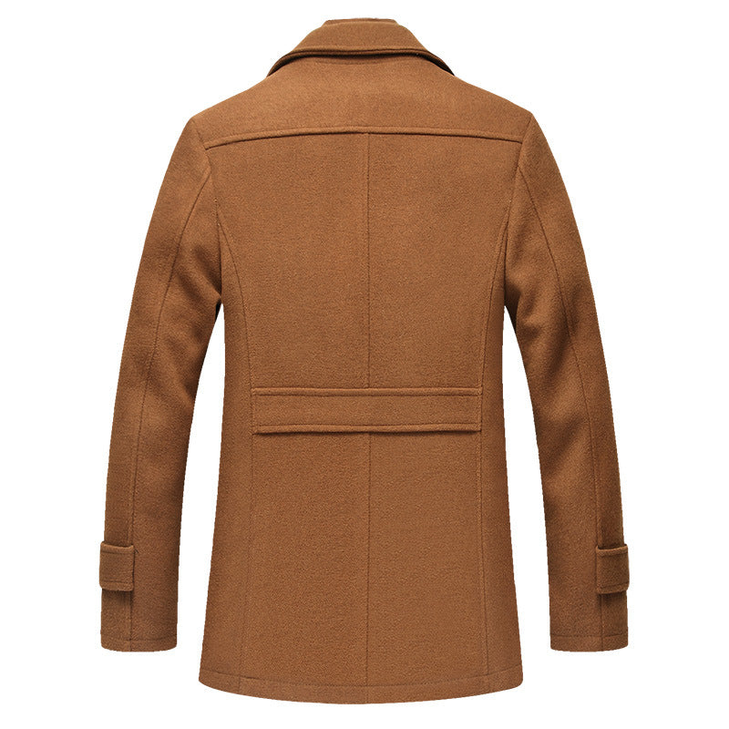 Men's Wool Blend Short Coat with Integrated Quilted Inner Jacket and Shirt Collar Chichicherry