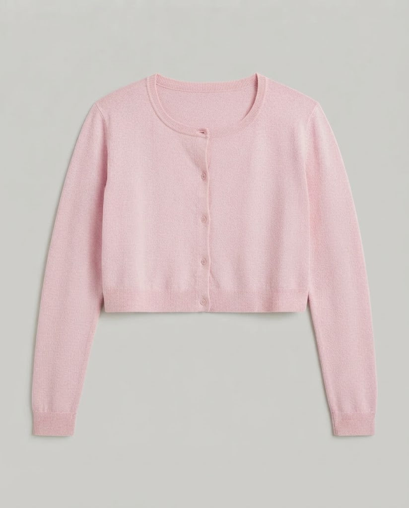 Women's Short Cut-Out Cropped Cardigan with Two-tone Layering Look and Button Placket Chichicherry