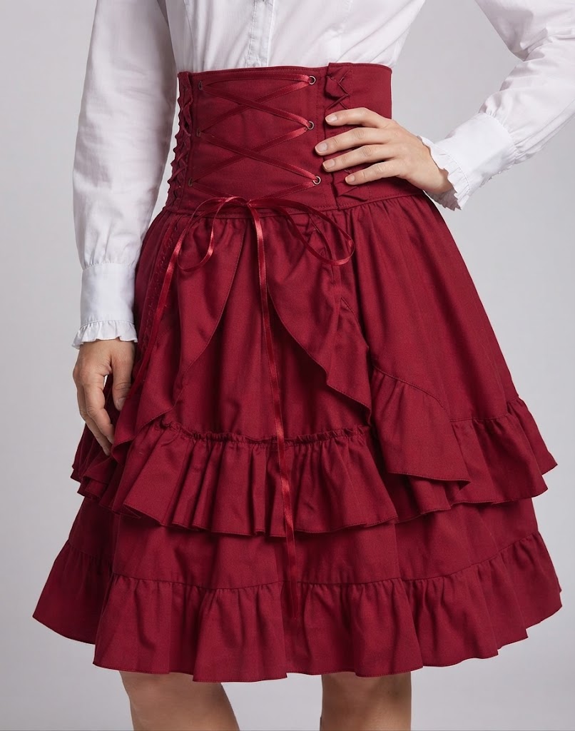 Ladies' Festive Ruffle Skirt with Lacing Detail Chichicherry