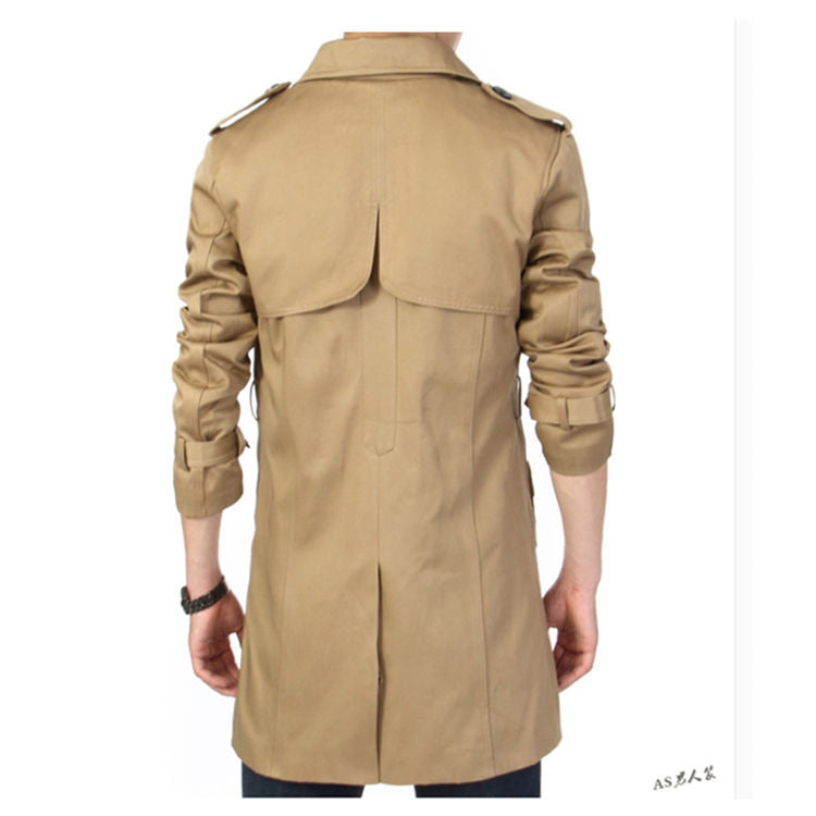 Men's trench coat in classic cut with shoulder flaps, waist strap, and adjustable cuffs Chichicherry