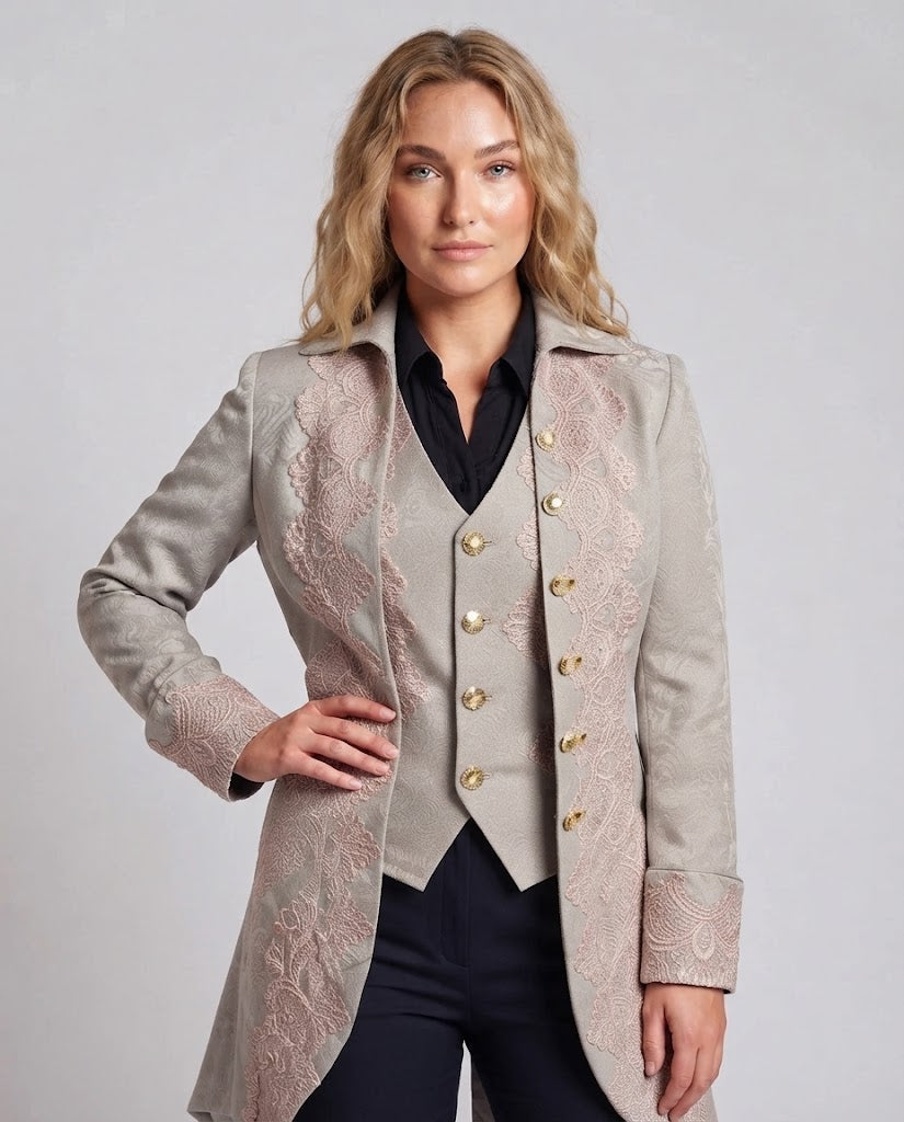 Women's Elegant Chichicherry Jacket with Opulent Lace Embellishments Chichicherry