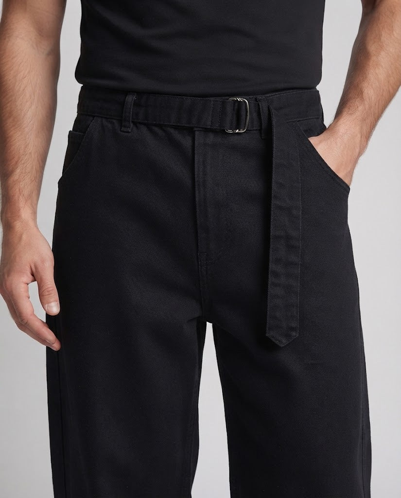 Men's extra wide cotton palazzo pants with deep crotch and fabric belt Chichicherry