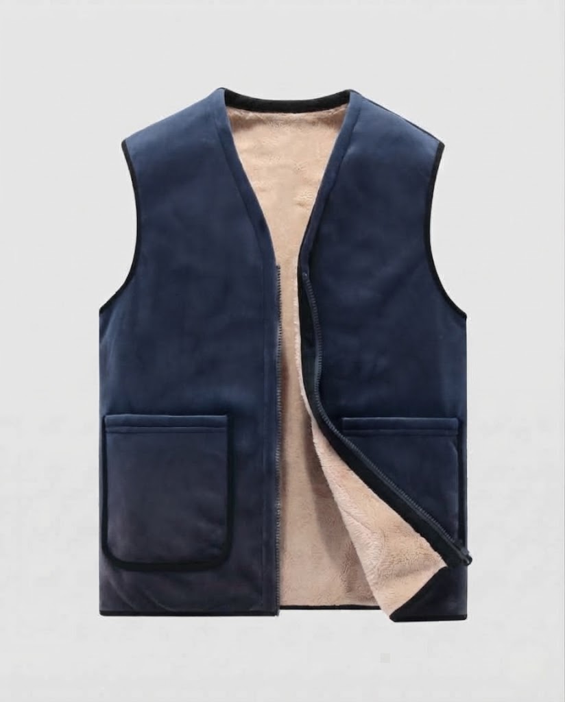 Men's Quilted Thermo Sherpa Vest with Soft Fleece Lining and Front Zipper Chichicherry