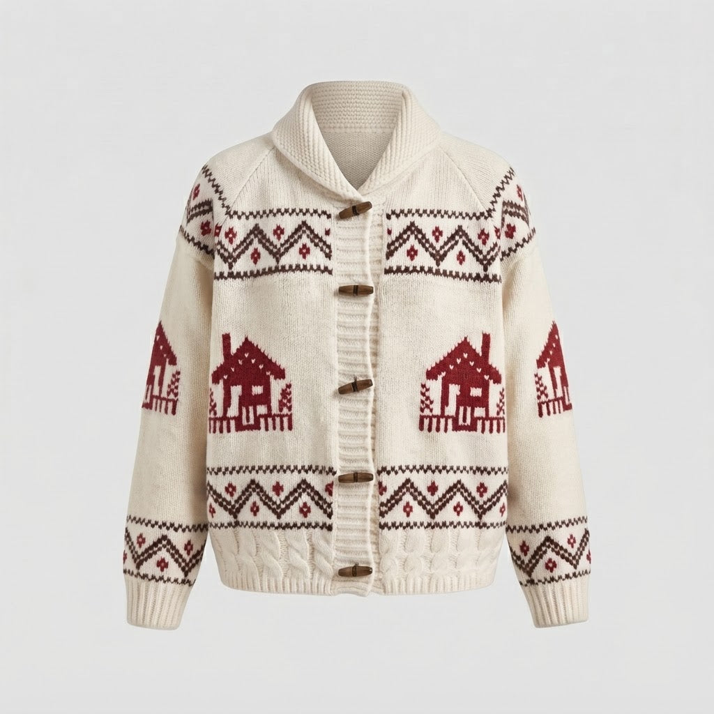 Women's knitted cardigan with Norwegian pattern and toggle buttons Chichicherry