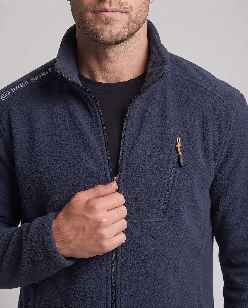 Men's fleece jacket with stand-up collar, zip chest pocket, and elastic cuffs Chichicherry