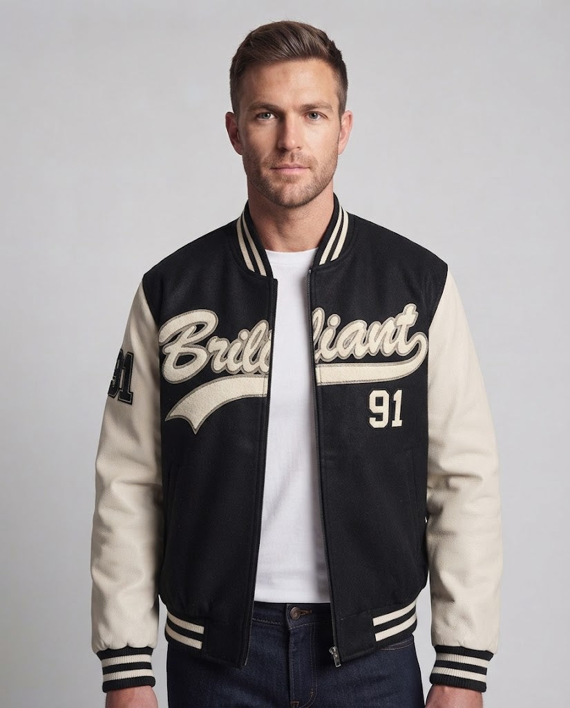Men's Elegant Bomber Jacket with Embroidered Design Chichicherry
