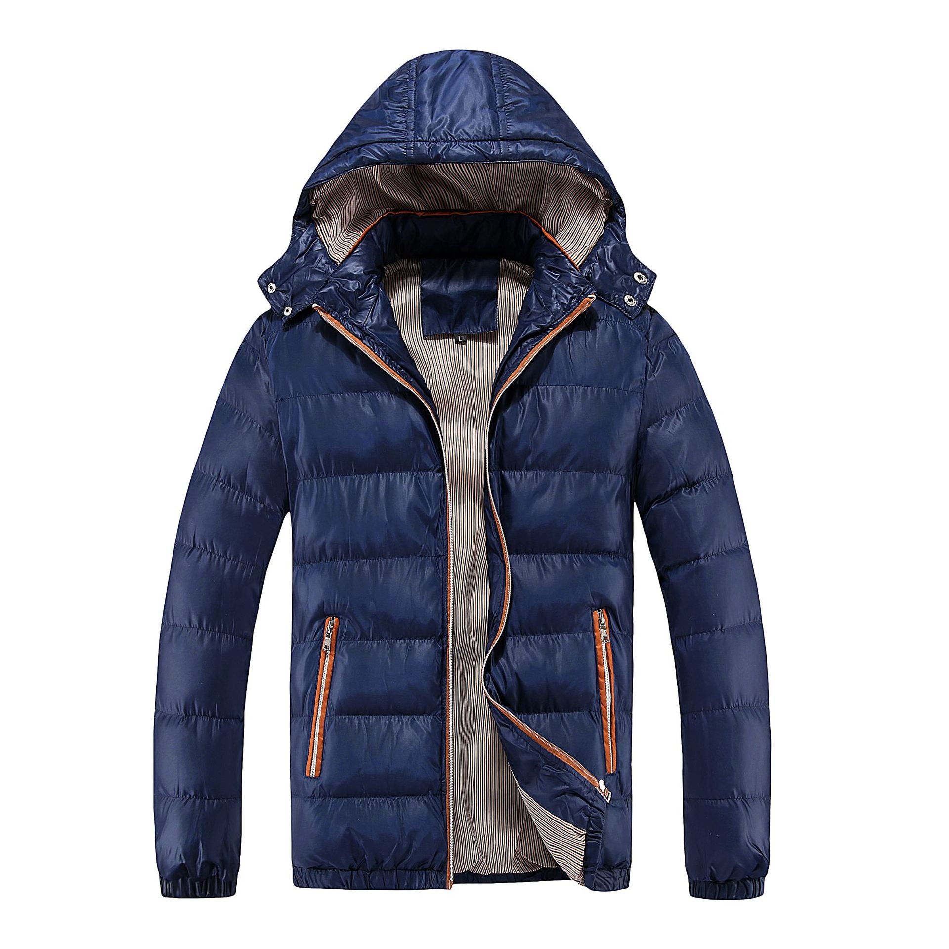 Men's Padded Quilted Expedition Jacket with Fur-Lined Hood and Front Mix Pockets Chichicherry