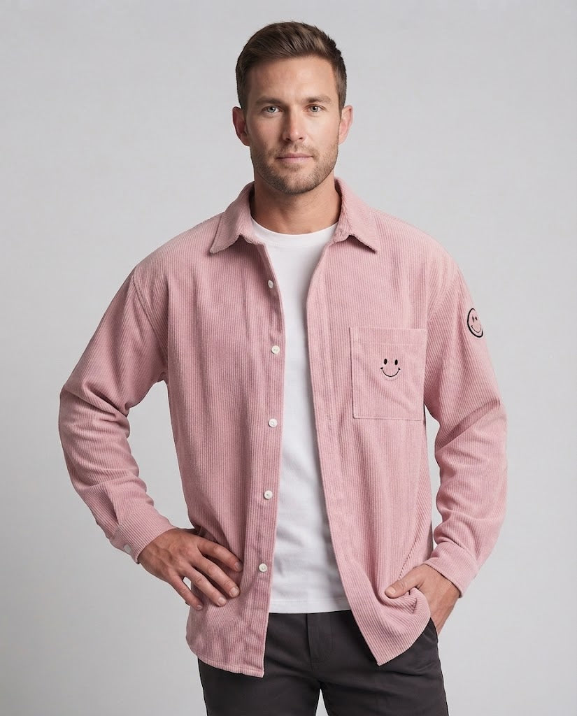 Men's Casual Cord Jacket with Casual Design and Smiley Detail Chichicherry