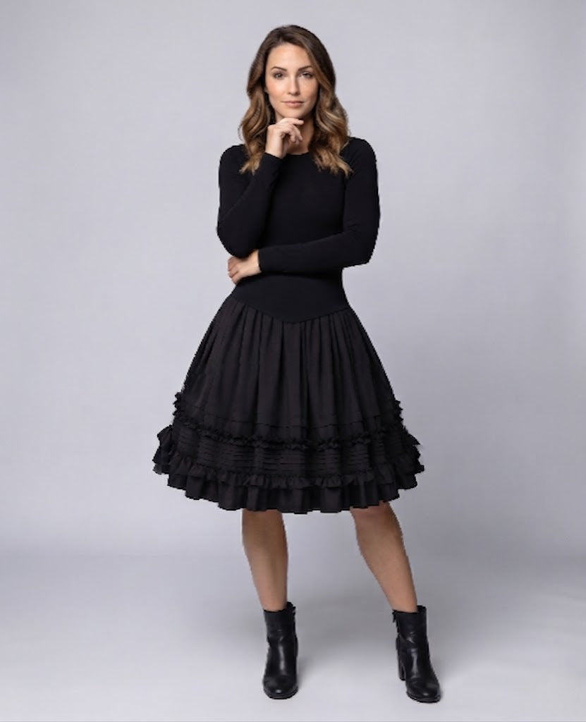 Women's A-line skirt with voluminous ruffles and elastic waistband Chichicherry