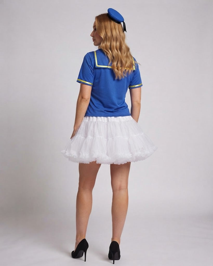 Women's costume in nostalgic schoolgirl style with flared tulle skirt Chichicherry
