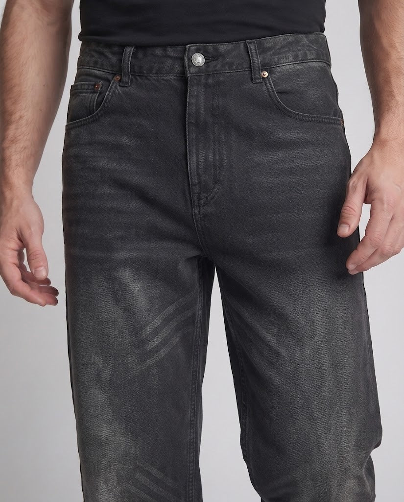 Men's Baggy Denim Jeans with Used Wash and Low Crotch Chichicherry