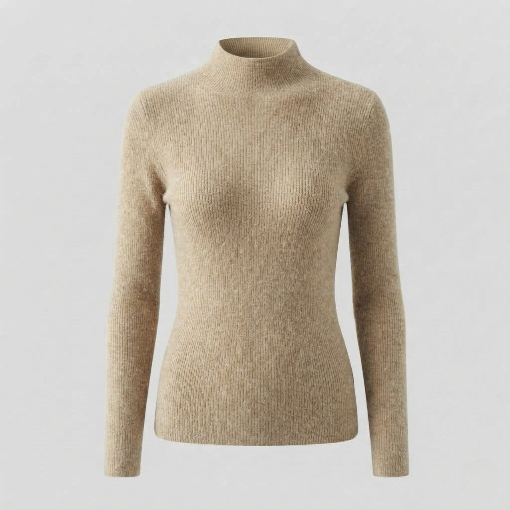 Ladies Elegant Slim-Fit Turtleneck Sweater made of soft Angora blend with fine rib structure Chichicherry