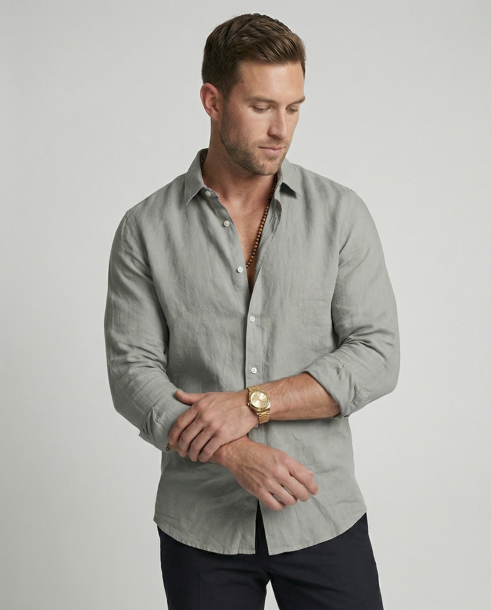 Men's Linen Shirt Summer Mao Collar