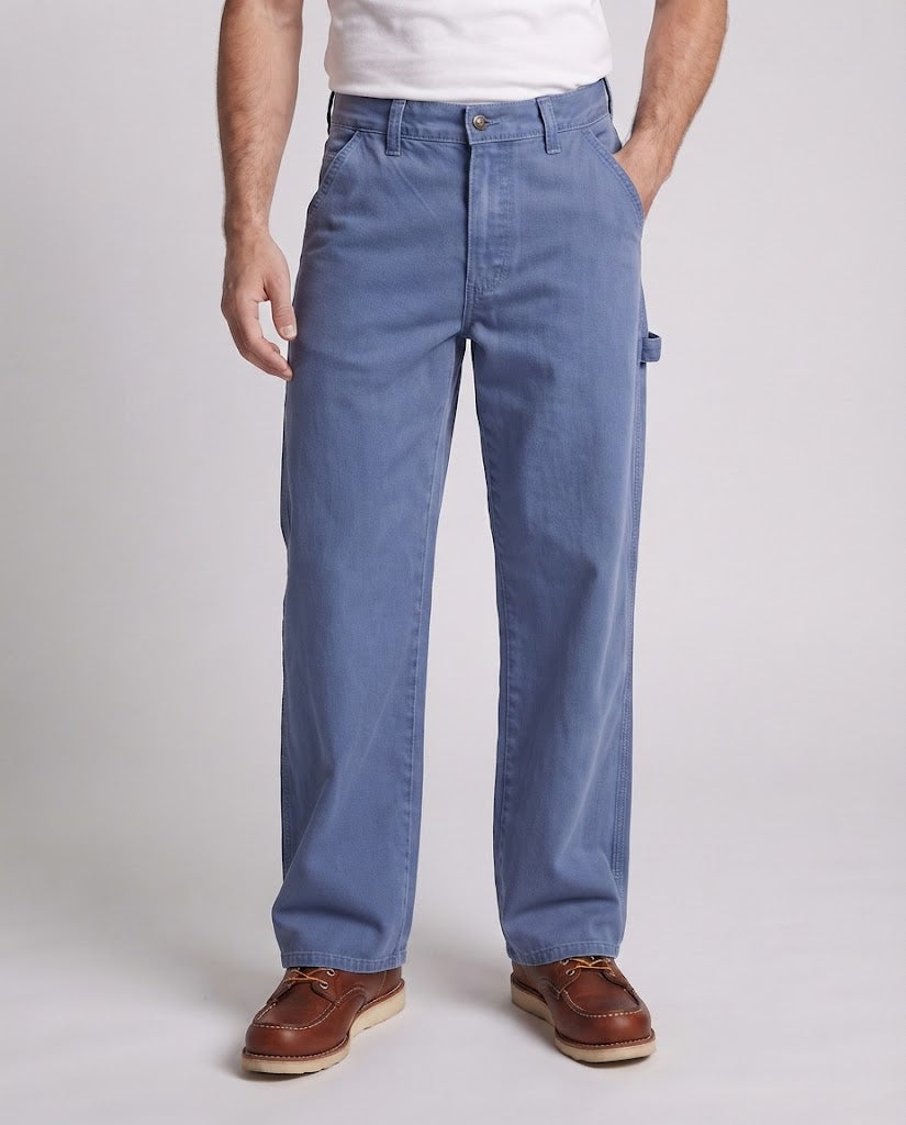 Men's Wide Worker Denim Pants with Tool Loop and High Waist Chichicherry