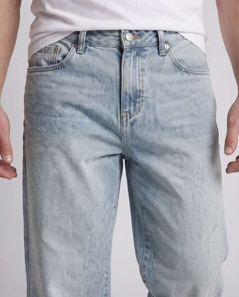 Men's Wide Leg Denim Palazzo Jeans with Side Contrast Panels Chichicherry