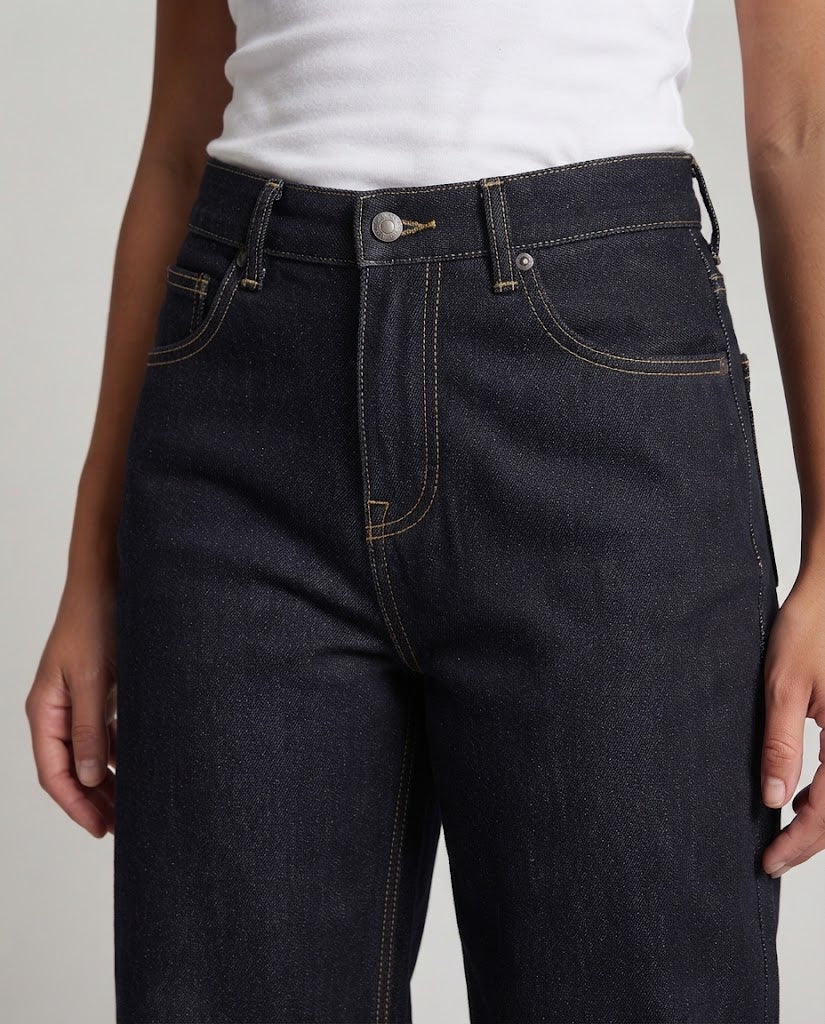 Women's Floor-Length Extra Wide Denim Pants in Maximum Baggy Cut with Clean Five-Pocket Design Chichicherry