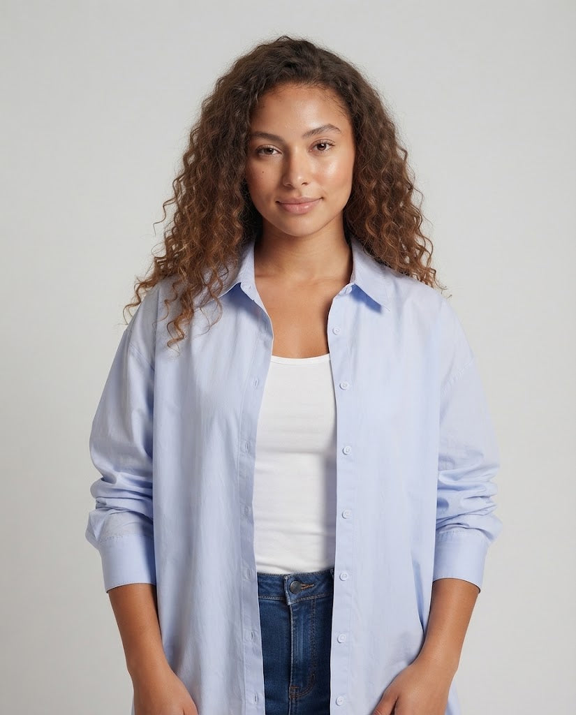 Ladies oversized cotton shirt with extended back Chichicherry