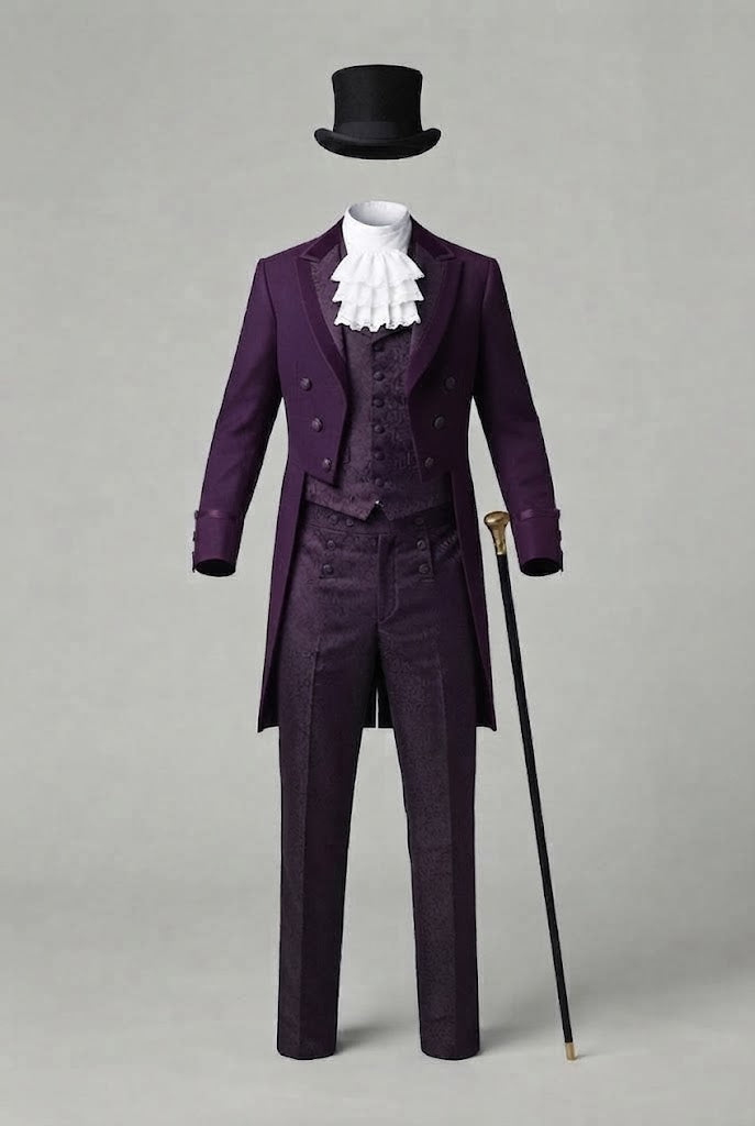 Men's elegant tailcoat with intricate decorations and double button placket Chichicherry