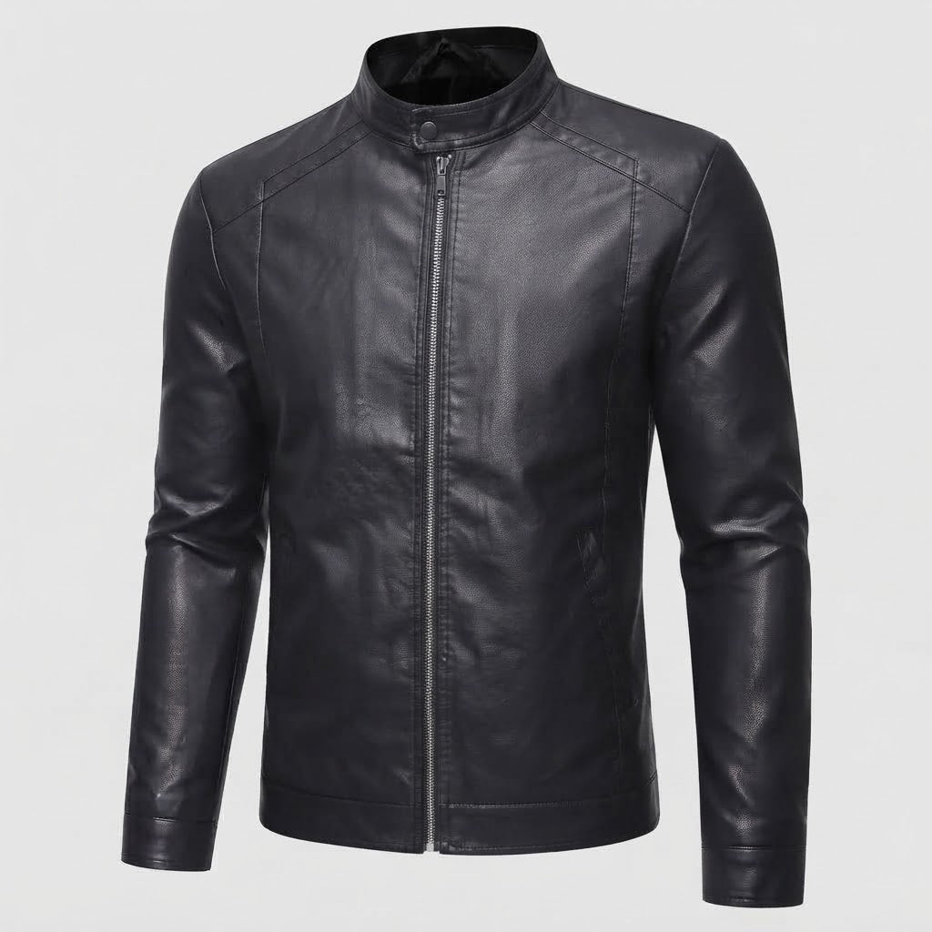 Men's Stylish Faux Leather Jacket with Stand-Up Collar Chichicherry 1788321813