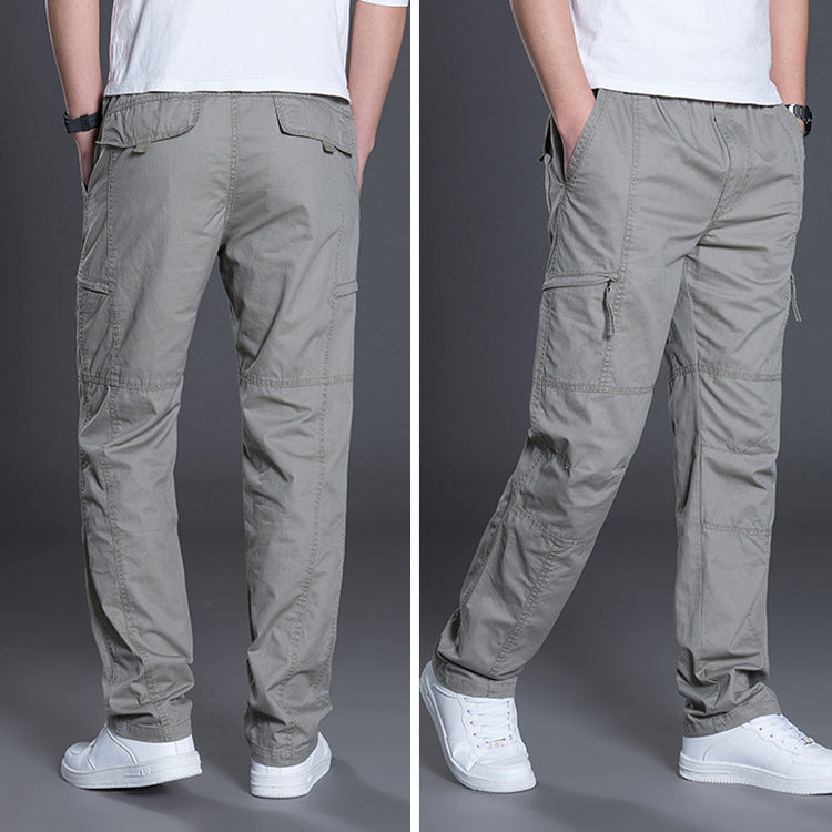Men's Robust Cargo Work Pants with Pre-shaped Knees, Multi-pockets & Elastic Drawstring Chichicherry