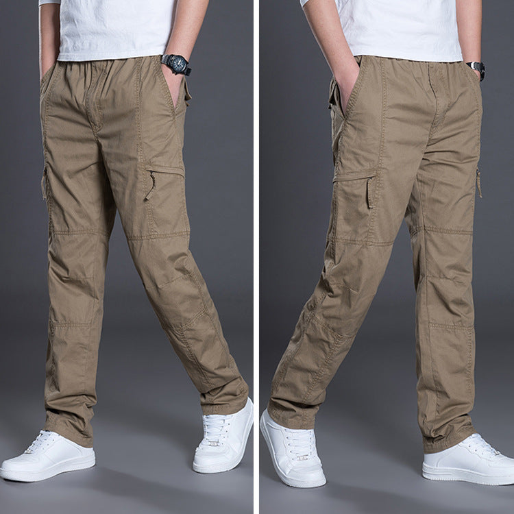 Men's Robust Cargo Work Pants with Pre-shaped Knees, Multi-pockets & Elastic Drawstring Chichicherry