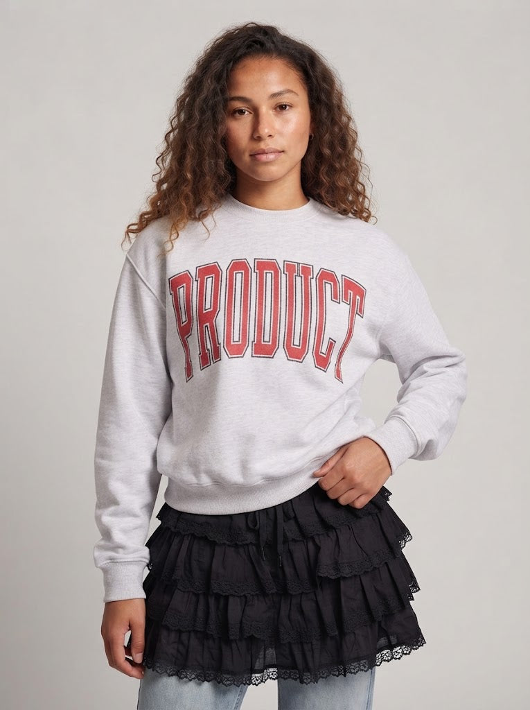 Ladies College Sweatshirt with oversized collegiate print and soft fleece Chichicherry