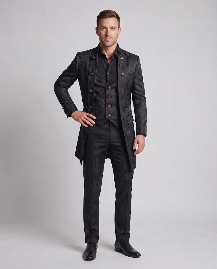 Men's elegant tailcoat with elaborate embellishments Chichicherry