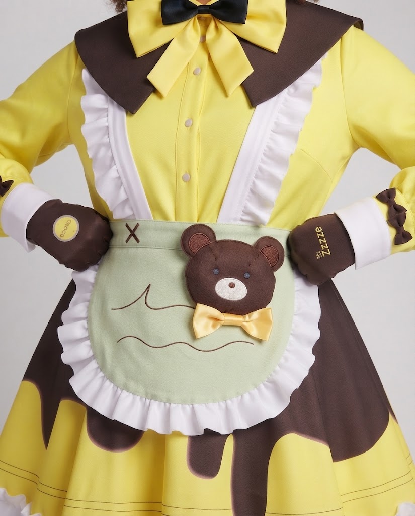 Ladies costume dress with animal motifs and various accessories Chichicherry