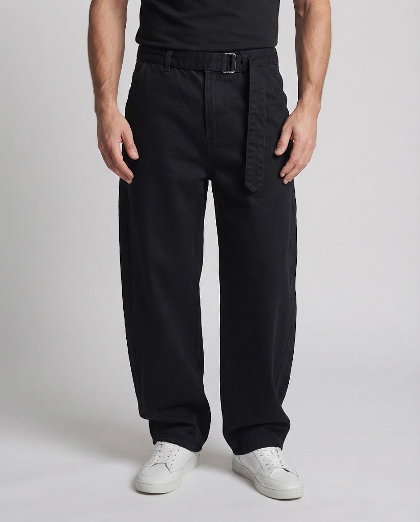 Men's extra wide cotton palazzo pants with deep crotch and fabric belt Chichicherry