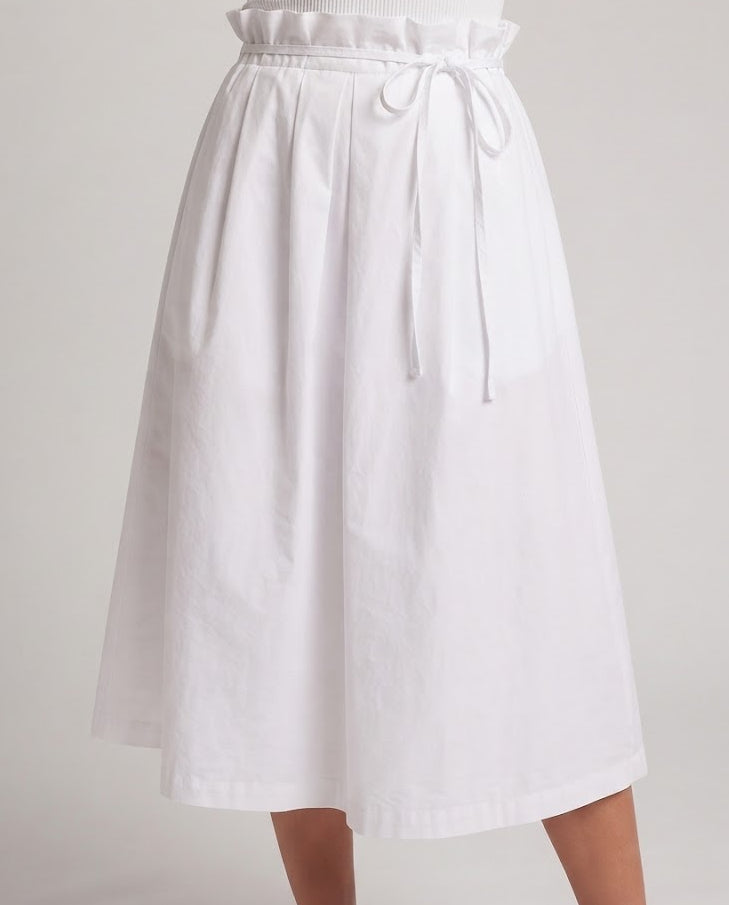 Women's waist-defining paperbag midi skirt with pleats and tie belt Chichicherry
