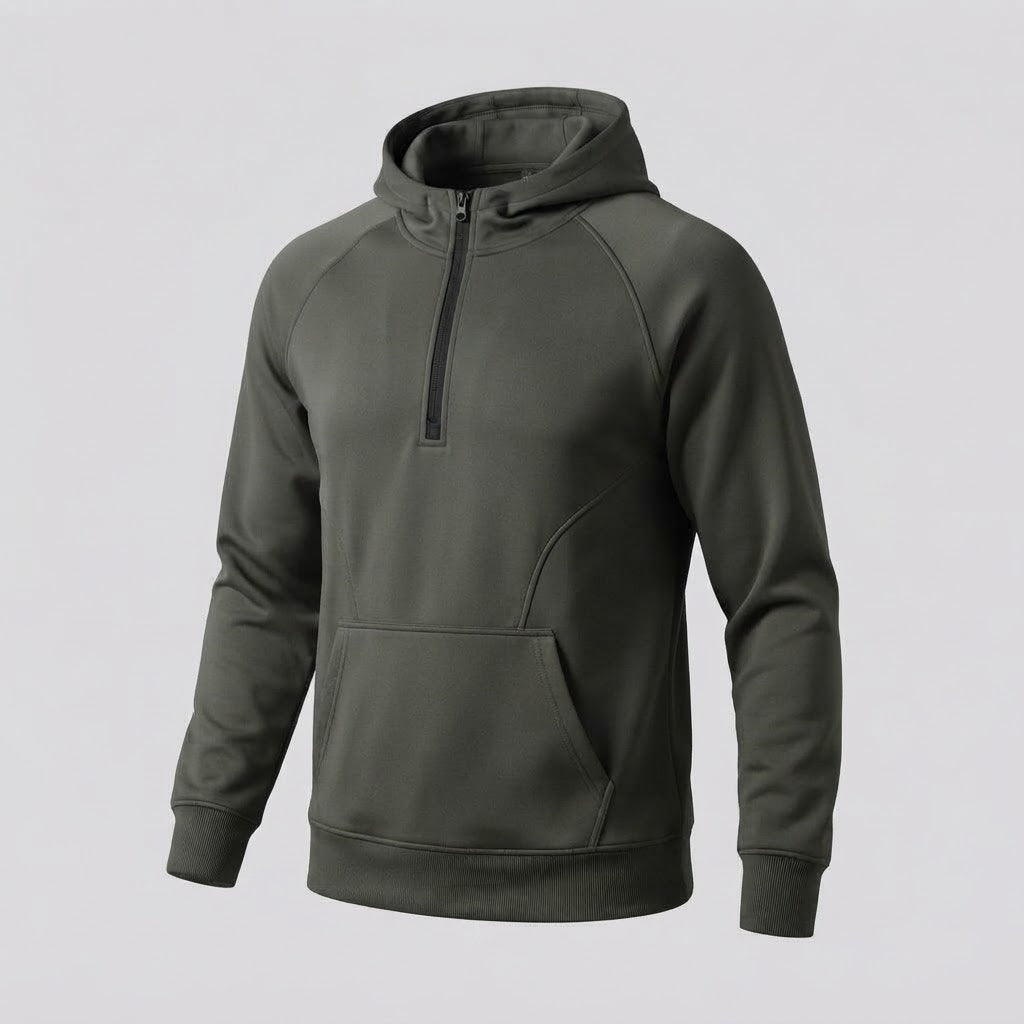 Men's half-zip hoodie with kangaroo pocket and contrasting back panel Chichicherry
