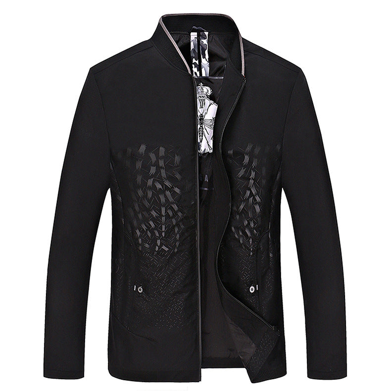 Men's Lightweight Bomber Jacket with Structured Front and Stand-up Collar Chichicherry