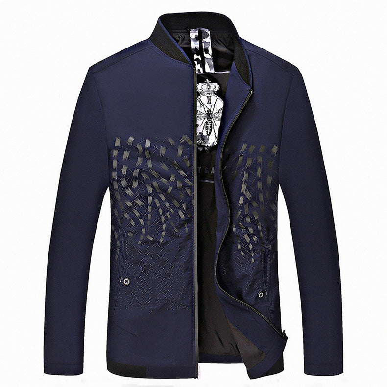 Men's Lightweight Bomber Jacket with Structured Front and Stand-up Collar Chichicherry