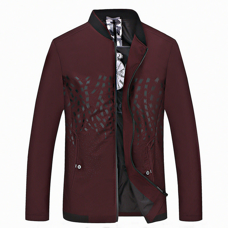 Men's Lightweight Bomber Jacket with Structured Front and Stand-up Collar Chichicherry